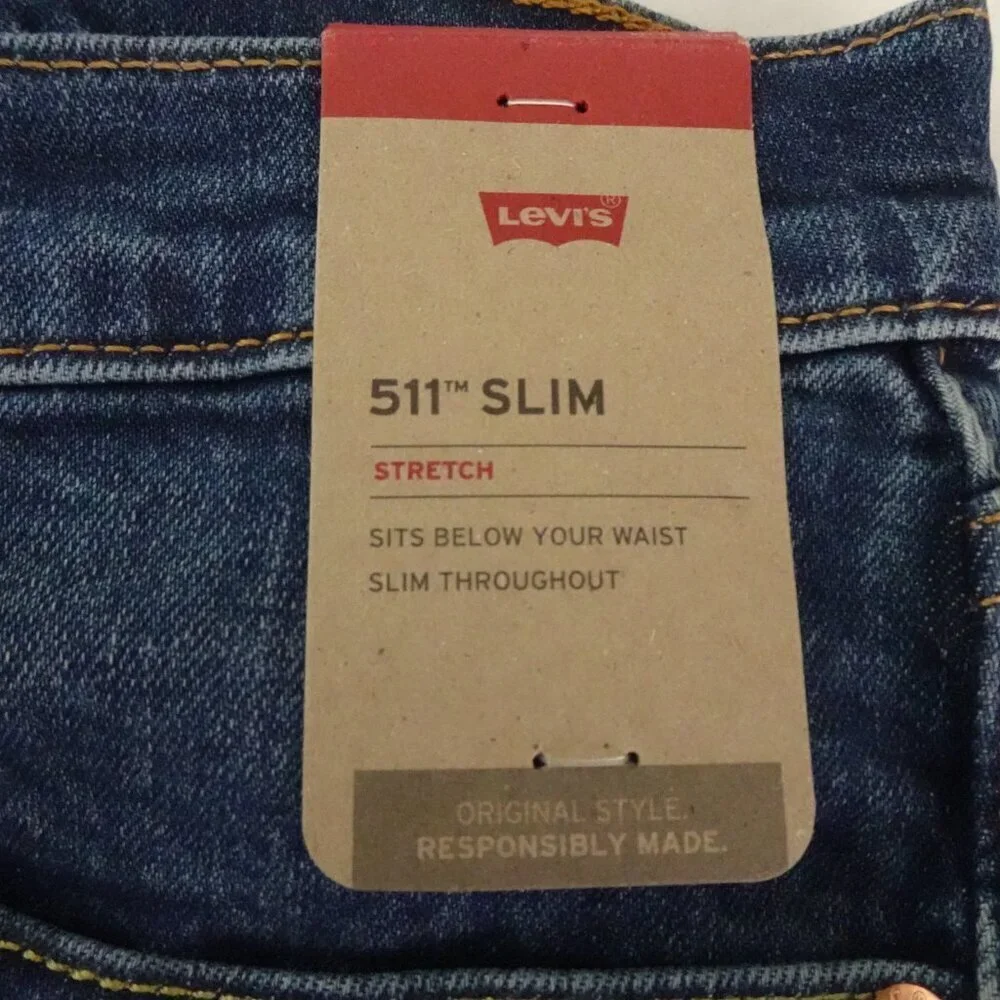 Levi's 511 Slim Jeans Men's Size 40x32 Blue Denim Stretch
